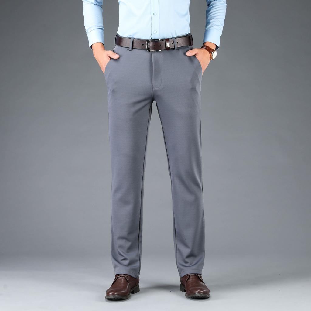 Summer Thin Men's Slim Suit Pants Fashion Business Casual Cotton Green Black Khaki Trousers Male Clothing