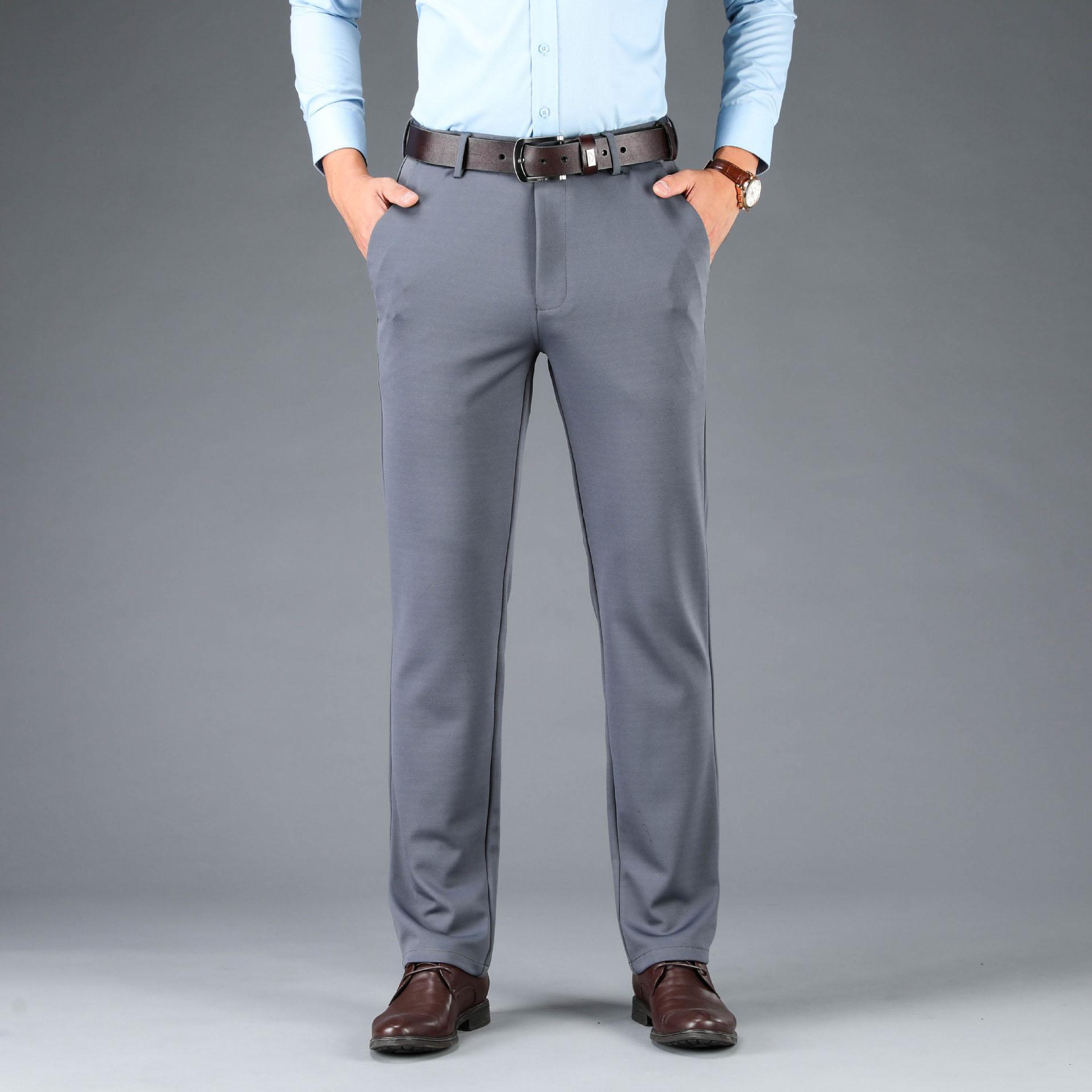 

Літні Тонкі Чоловічі Приталені Штани Мода Діловий Кежуал Бавовна Зелені Чорні Хакі Штани Чоловічий Одяг 33 світло-сірого кольору