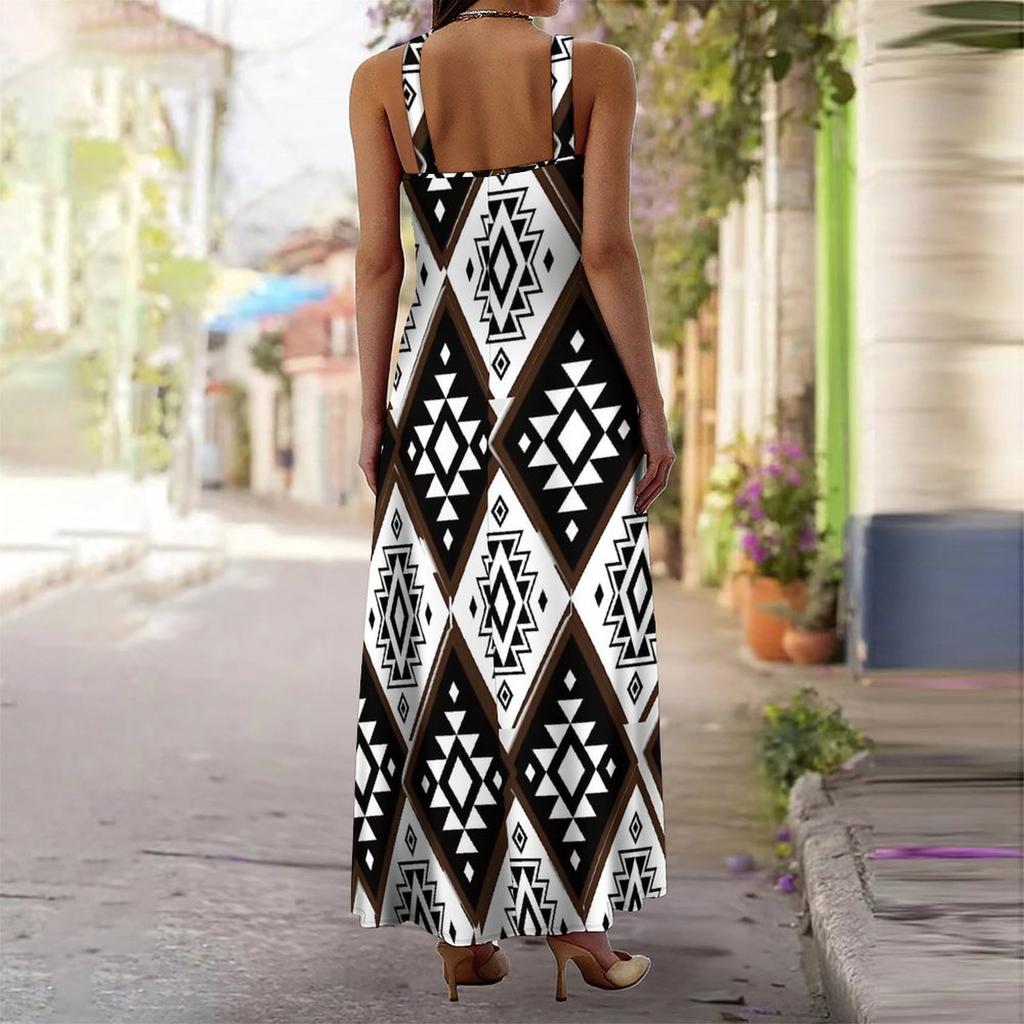 Women's Slip Dress Maxi Long Dress Geometric Pattern Print Dress Spring & Summer Leisure Vacation