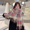 Plaid scarf women's winter Korean version of the new versatile British tassel thickened imitation cashmere warm student scarf