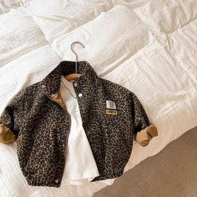 Children's Spring and Autumn Standing Collar Soft Short Jacket Middle and Small Children Casual Jacket