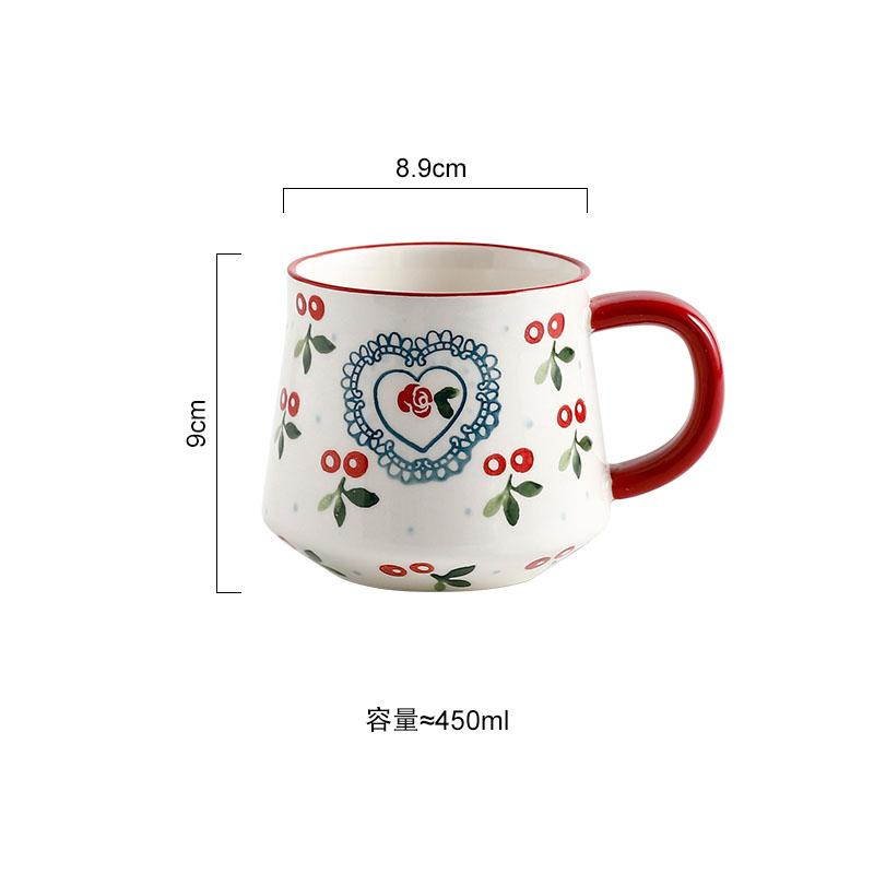 

Творческая милая керамическая кружка с вишневым узором, офисная кружка для кофе, чашка для воды, чашка для чая, бытовая кружка для завтрака, чашка для молока, чашки для сока 450ml