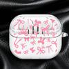 Pink Bow Pattern Clear Earphone Cases Cover With Hook Case For Samsung Galaxy Buds Live 4Pro 2Pro 3 FE 2 3Pro 4 Pro