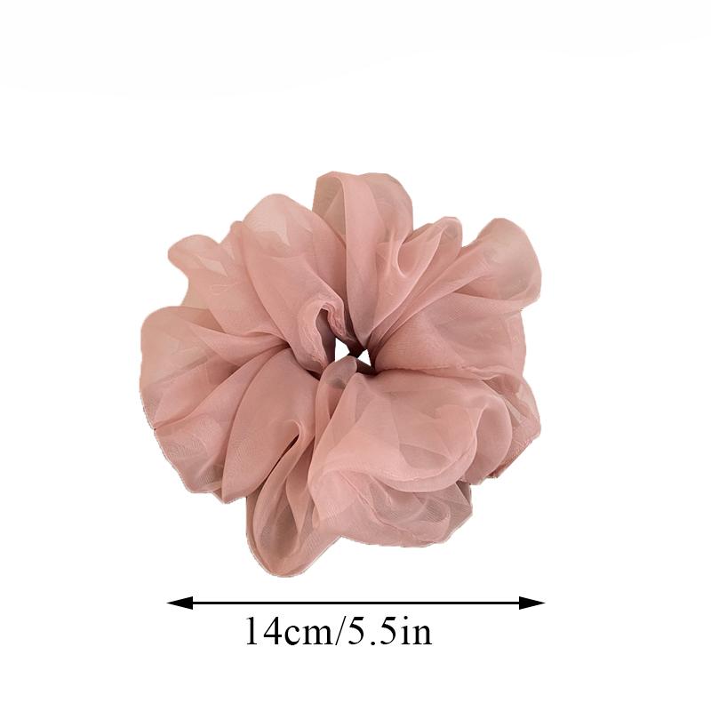 Sweet Oversized Organza Hair Ties Scrunchies Women Solid Color Mesh Hair Bands for Girls Summer Ponytail Holder Hair Accessories