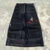 Mens Hip Hop Streetwear Kangaroo Embroidery Denim Pants Loose Fit Casual Skateboarding Trousers