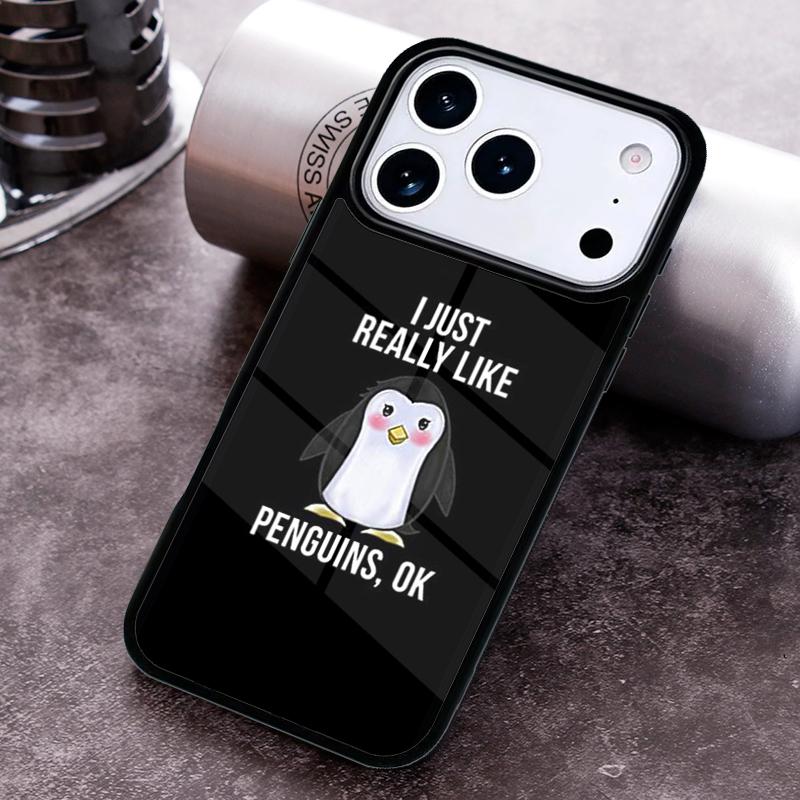 Ich mag einfach wirklich Pinguine OK Handyhülle für iPhone 17 16 15 Pro Max Air 14 13 12 11 Plus Stoßfeste Hülle