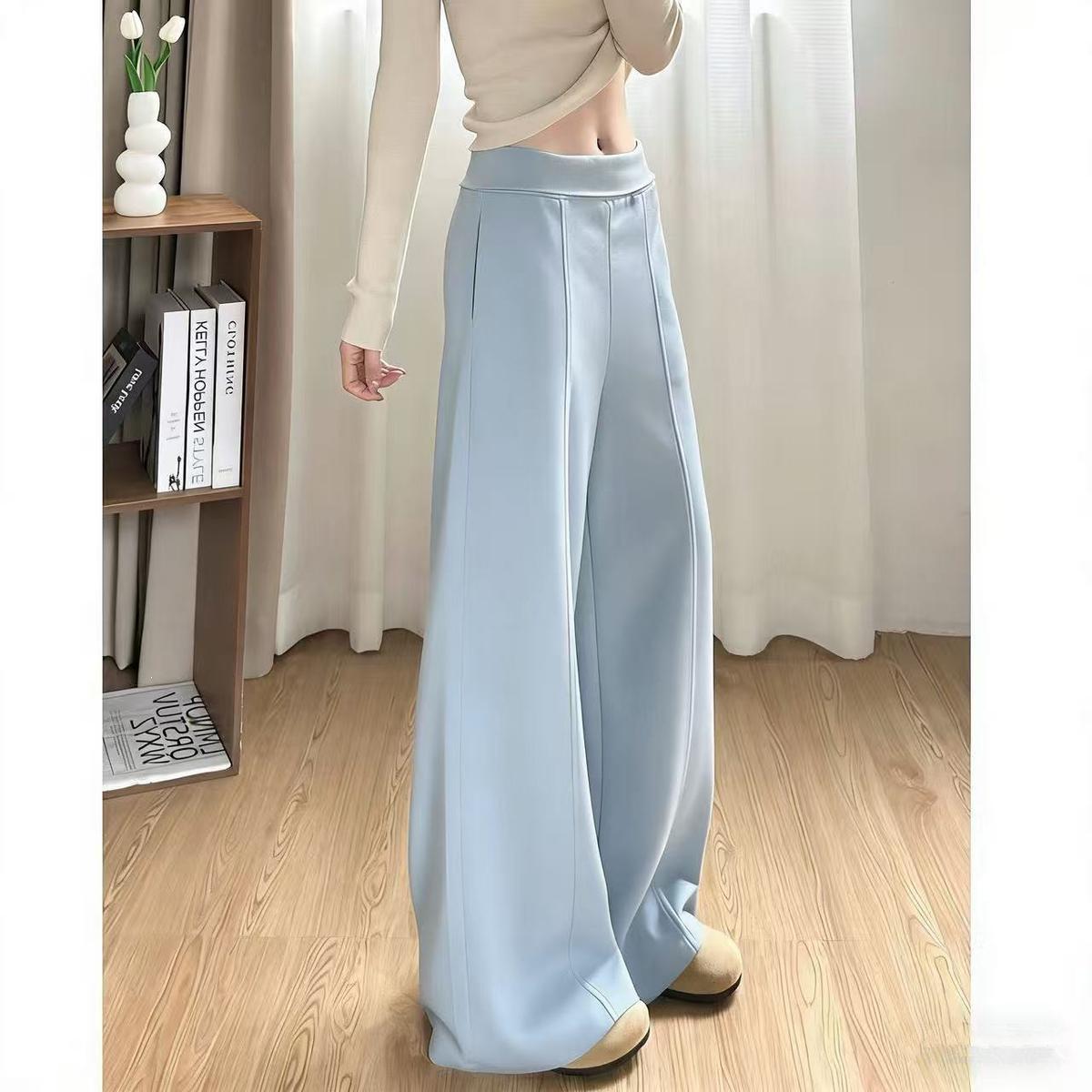 

Women s Casual High-Waisted Light Gray Wide-Leg Sweatpants - Petite Spring Sportswear Small (80-100 lbs)