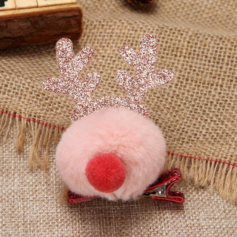 Adorable Pom Pom Reindeer Christmas Hair Clips - Soft and Cute