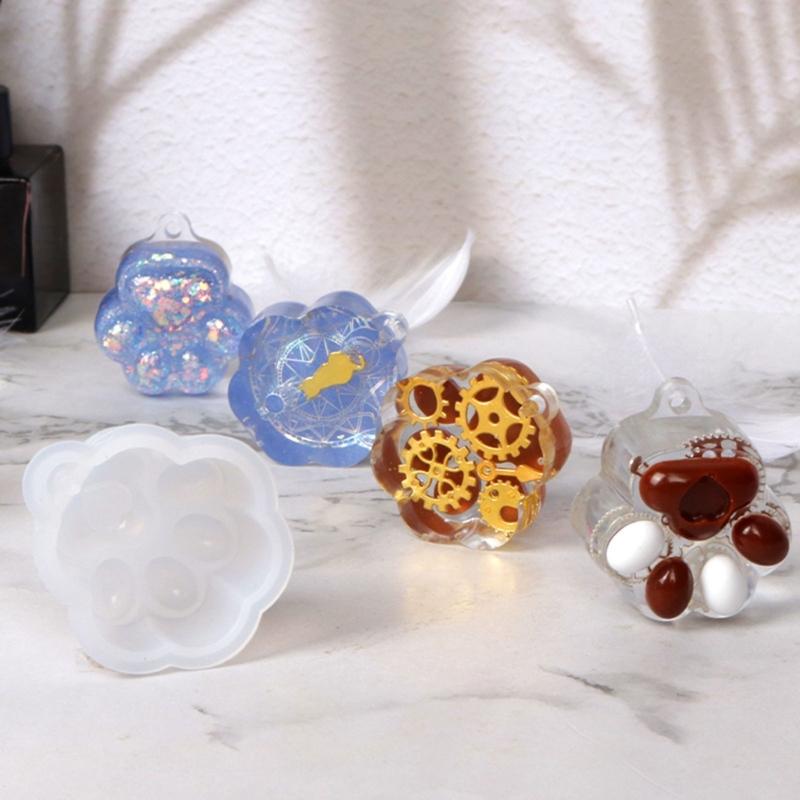 Animal Resin Mold Cat-Paw Silicone Epoxy Casting Mold for DIY Pendant Jewelry Making Handmade Lovely Keychain Craft