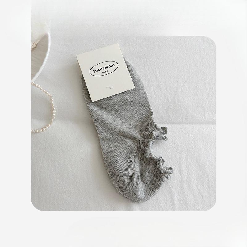 Embroidered Boat-style Women's Summer Cotton Socks, Non-stretch Socks, Thin Short Socks, Sweat-absorbing and Breathable Women's Socks, Invisible Socks