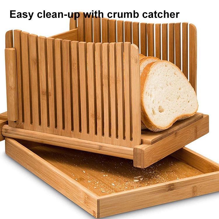 Bamboo Bread Slicer - European Style Wooden Toast and Ham Divider