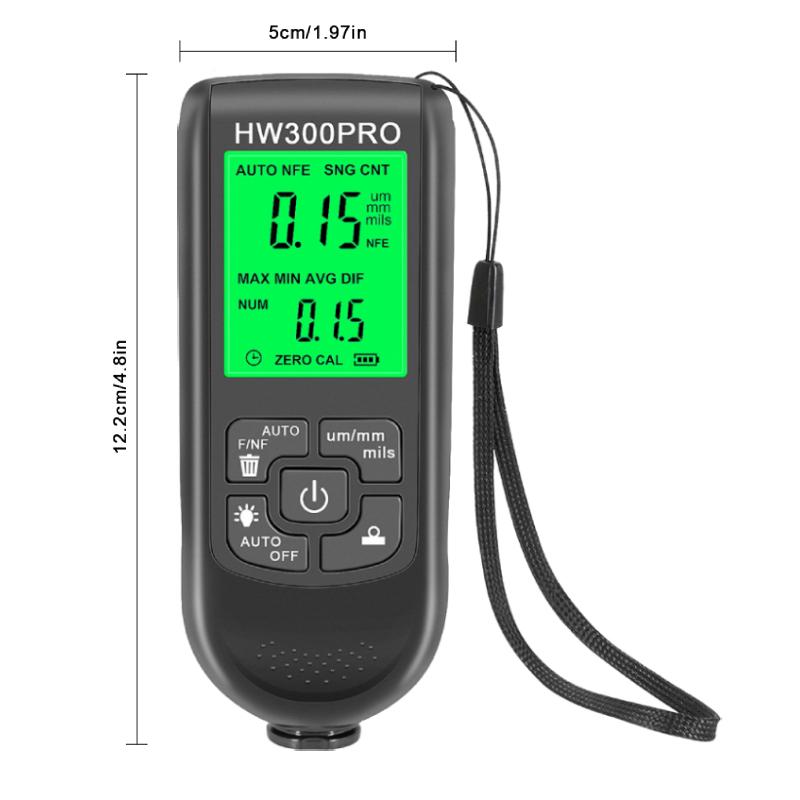 Car Paint Coating Thickness Gauge Car Paint Electroplate Metal Coating Thickness Tester Meter 0-2000um Fe & NFe Probe