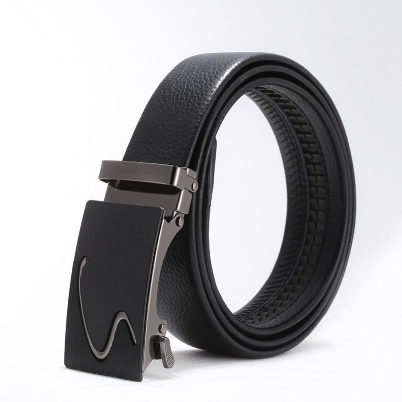 Men'S Belt No Standard Casual Belt Foreign Trade Youth Simple Automatic Buckle Imitation Leather Iron Buckle Belt