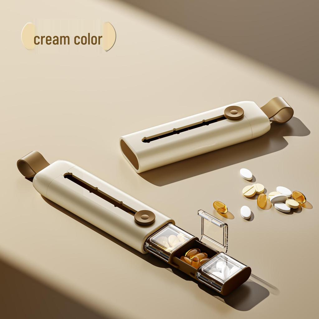 Portable Three-Compartment Sliding Medicine Box with Lid - Moisture-Proof and Sealed for Medication Storage