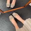 Fashion Soft Leather Fairy Wind Silver Rhinestone Mary Jane Shoes Women's Spring 2025 New Flat Bottom with Skirt Single Shoes