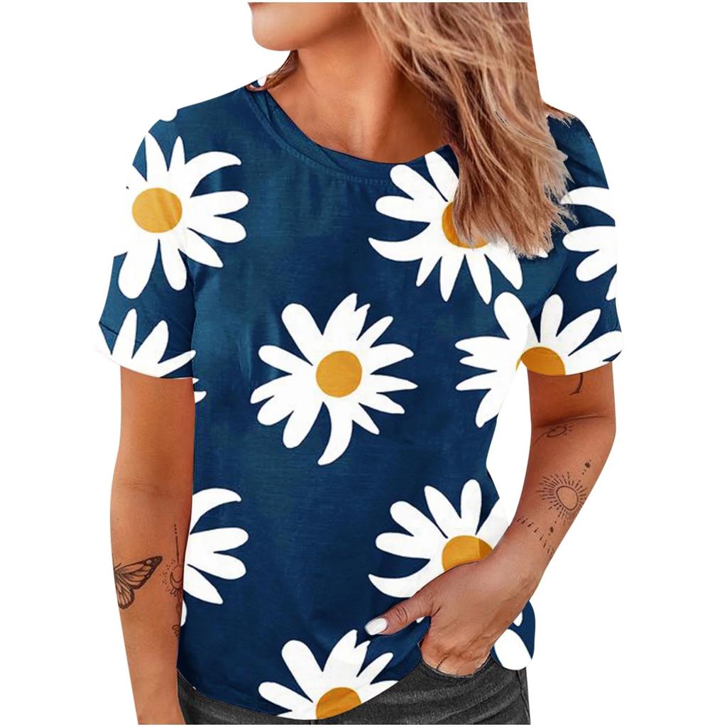 Daisy Graphic Flower 3D Print T-Shirts Women Summer Casual O-Neck Short Sleeve T Shirt Harajuku Y2k Tees Tops Female Clothing