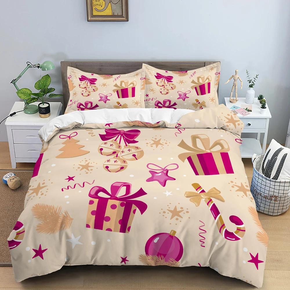 Frohe Weihnachten Bettwäsche-Set Weihnachtsmann-Druck Bettbezug Kissenbezug Weihnachten Bettdeko King-Size Weihnachtsgeschenk für Frauen Männer Kinder