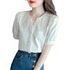 Women's 2025 Summer French Retro Floral Doll Collar Chiffon Blouse
