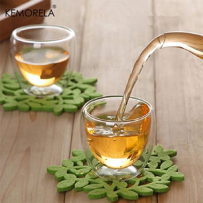 6PCS 80ML/2.7OZ Set High Borosilicate Double-Layer Coffee Cups Creative Transparent Insulated Espresso Water Drink Glass Cups