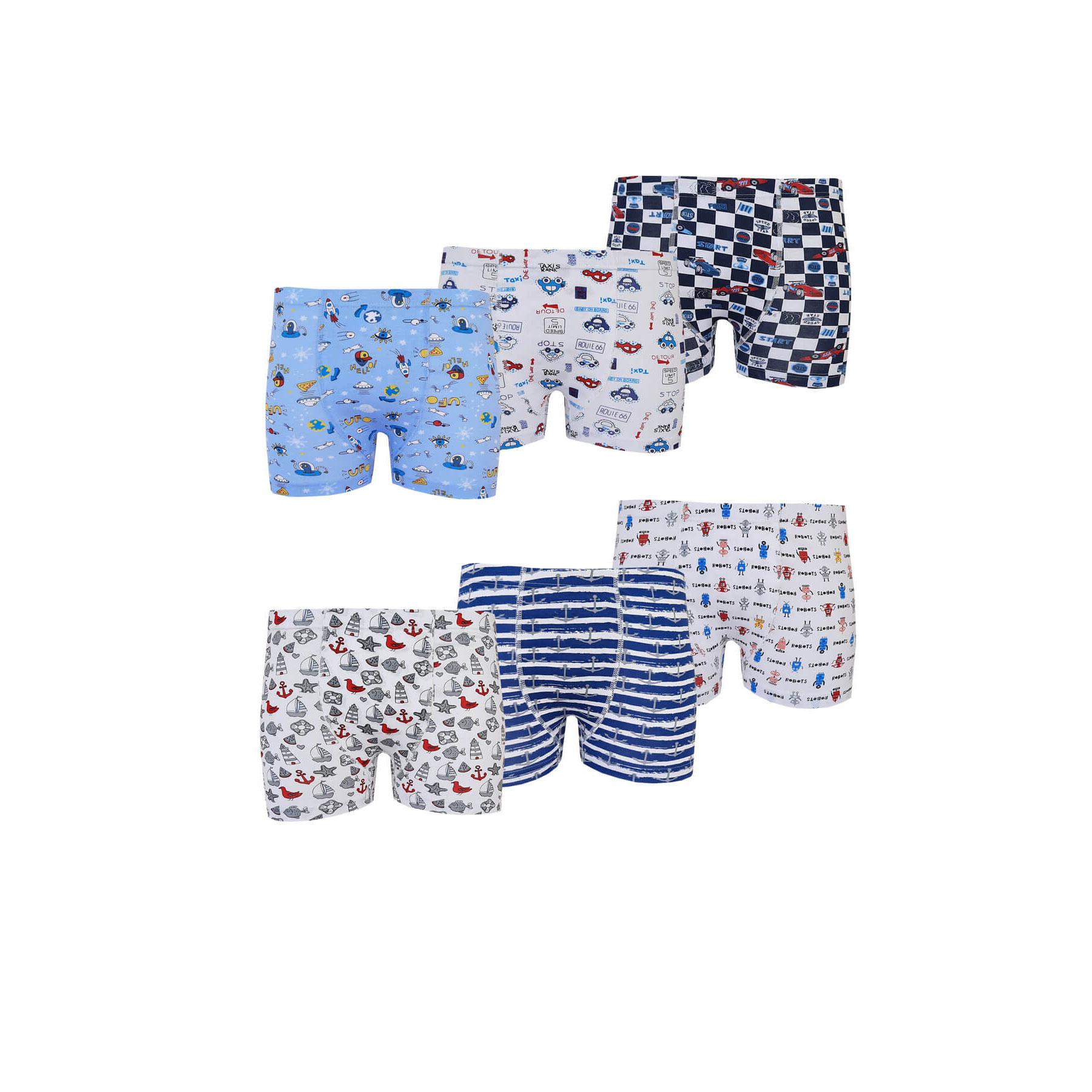 

Tutku 6 Pack Boys Цветные хлопчатобумажные трусы-боксеры с рисунком и принтом Удобные 3-4 yaş разноцветный