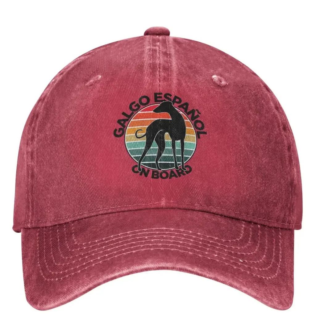 Galgo On Board Baseball Cap Dog Print Casual Women Men Washed Trucker Hat Breathable Custom Diy Hunting Camping Baseball Caps