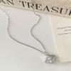 Exquisite Zirconia Pendant Necklace: French Fan Design with Skirt Hem and Collarbone Chain