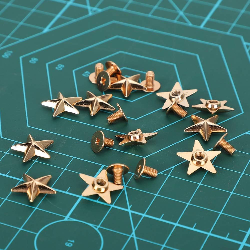 50 Set Star Studs, 14mm Chicago Screws Rivet Studs for DIY Clothes Shoes Purse Decoration(Golden)