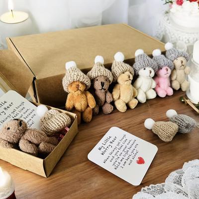 6pcs My Little Worry Bear Gift Set with Greeting Card, Multi-Item Teddy Party Favors for Best Friends Keepsake – Perfect Wedding Parties & Christmas
