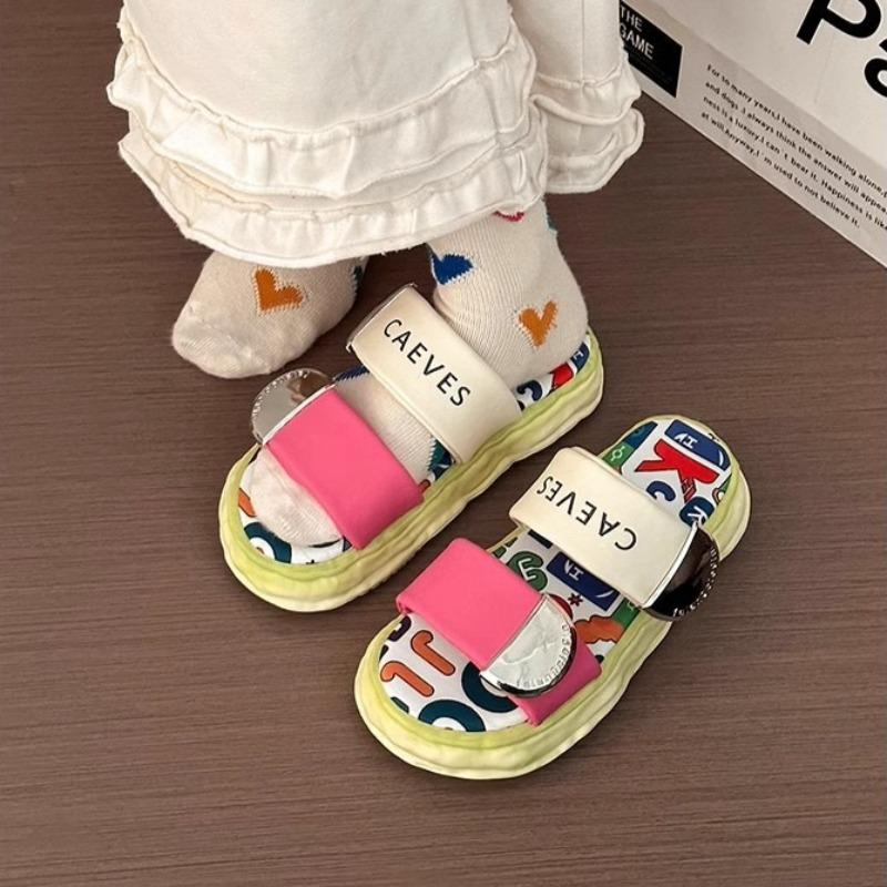 Fashion Comfort Women's Sandals Fashion Cute Cartoon Bear One-word Buckle with Velcro Sandals Womens Beach Cool Slippers Sandalias Mujer