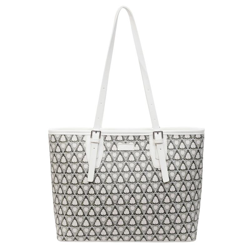 

Bag large capacity women s retro printing versatile large capacity shoulder tote bag premium texture handbag белый
