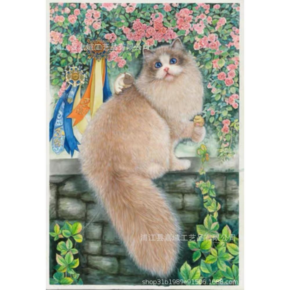 

DIY Diamond Painting 5D Cartoon Cat Full Diamond Cross Stitch Living Room Decorative Painting QC514