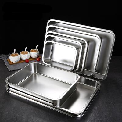 Prostokątna taca do przechowywania ze stali nierdzewnej, pogłębione naczynia do serwowania, bufet, talerze na owoce, kwadratowa miska zamrażarki, akcesoria kuchenne