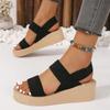 2024   Women's Fashion Trend Anti-slip Wear-resistant Pure Black Belt Soft Soled High-heeled Sandals