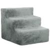 Three-Step Dog Stairs, with Washable Plush Cover, for High Bed Sofa, Dog Stairs for Small Dog and Cat - Light Grey