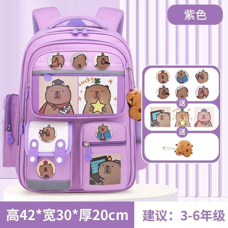 School Bag for Primary School Students, Grade 12 and 6 Girls, Cartoon Spine Protection and Burden Reduction, Backpack for Children Aged 12