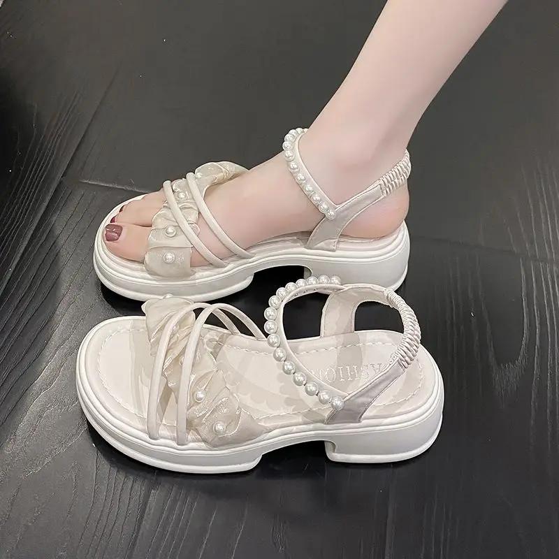 

Fashion Sandals for Women Roman Style With Medium Heels Woman Shoes Cheap Liquidation Sandal High Quality Designer Chic and Elegant Shoe 40