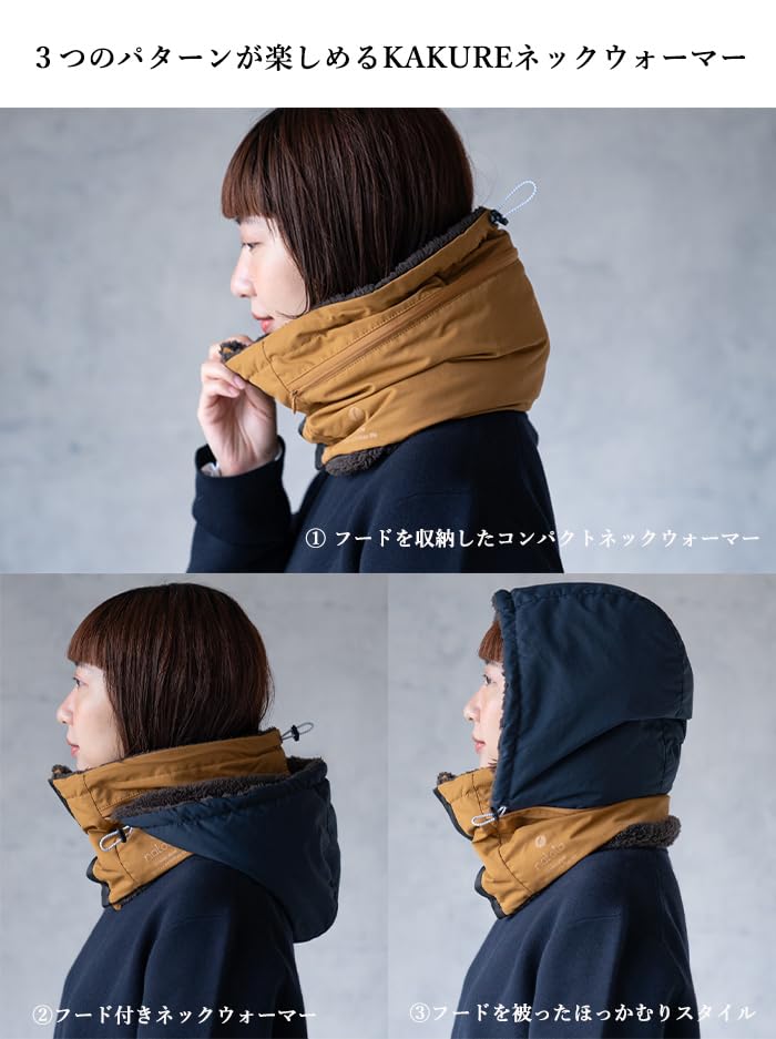 [NAKOTA] KAKURE Hood Neck Warmer Hood Neck Warmer for Men and Women Button Winter Autumn Boa Brand Popular Cotton Hooded Fluffy Snowboarding Skiing