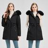 Dames Parka Winterjas met Capuchon, Winddicht, Dikker, Warm, Katoen Gevoerd, Afneembare Mouwen