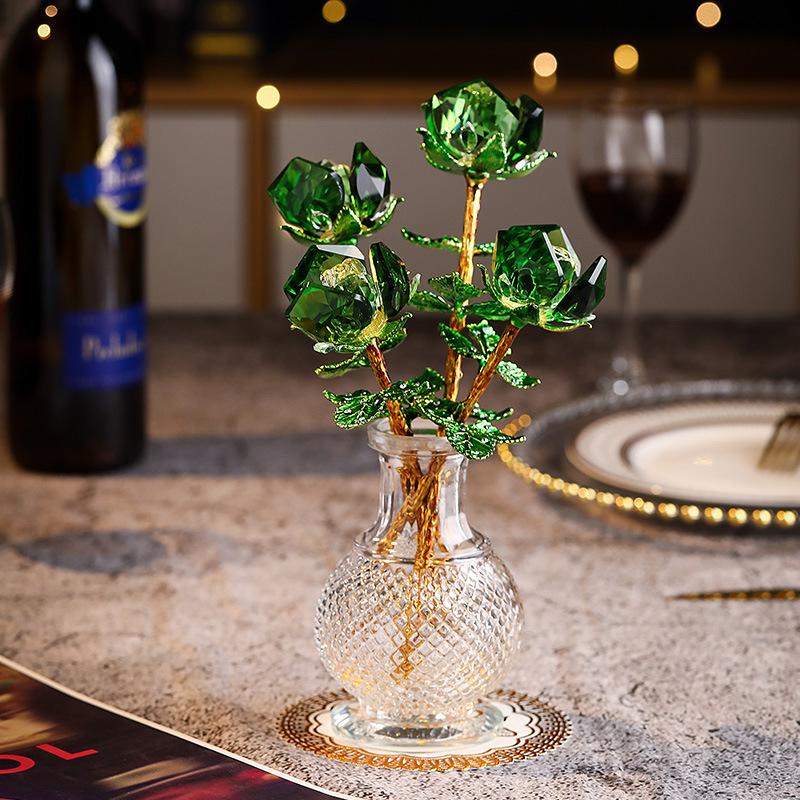 Mother's Day Crystal Crafts Rose Ornament Valentine's Day Girlfriend Wife Holiday Gifts Living Room Ornaments