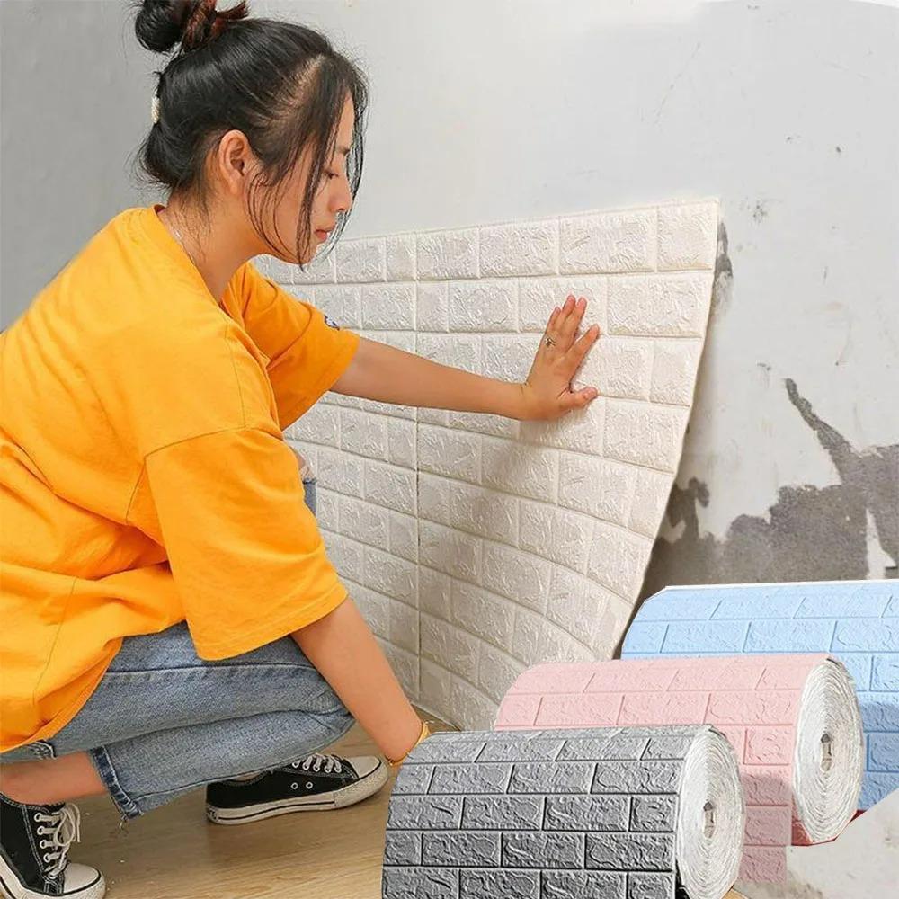 

Three-dimensional Waterproof And Moisture-proof Foam Brick Bedroom Living Room Background Wall Sticker Wallpaper Self Adhesive 77cmx70cm1pcs