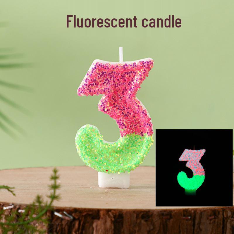 Dual-Color Fluorescent Birthday Number Candles 0-9 – High-End Party Supplies