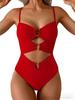 European and American swimsuit women's sexy splicing metal buckle hollow one-piece swimsuit hot spring vacation swimsuit women