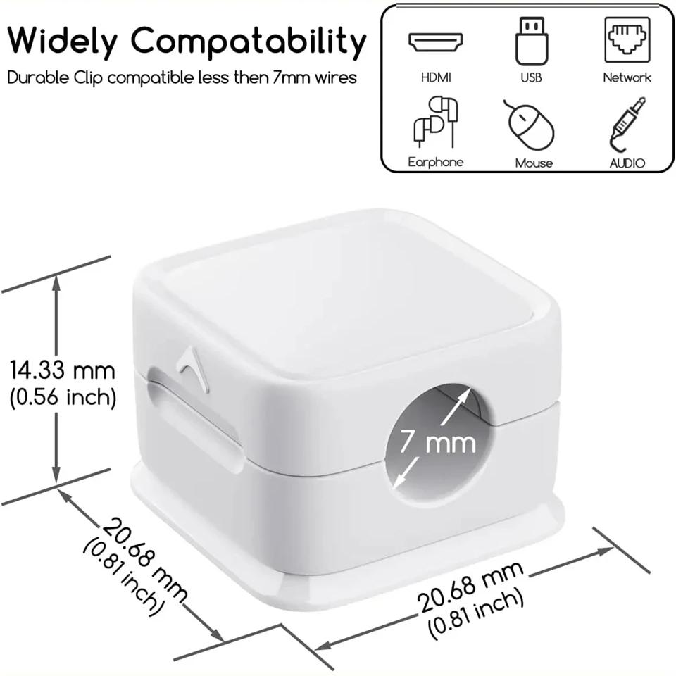 6Pcs Magnetic Cable Clip Winder Holder Adhesive Wire Keeper Cord Cable Organizer Usb Charging Cables Winder for Office Desktop