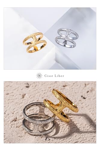 [Cisst Liber] Hawaiian Jewelry Ring for Men and Women, H-Shaped, Hawaiian Brand, Surgical Stainless Steel, Hypoallergenic, Gold (Gold, Size 13 (Inner