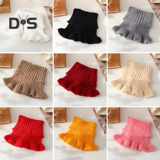 Dam Halsduk Enfärgad Skir Kant Falsk Krage Stickad Värme Stil Halsvärmare Mångsidig Klädesaccessoar