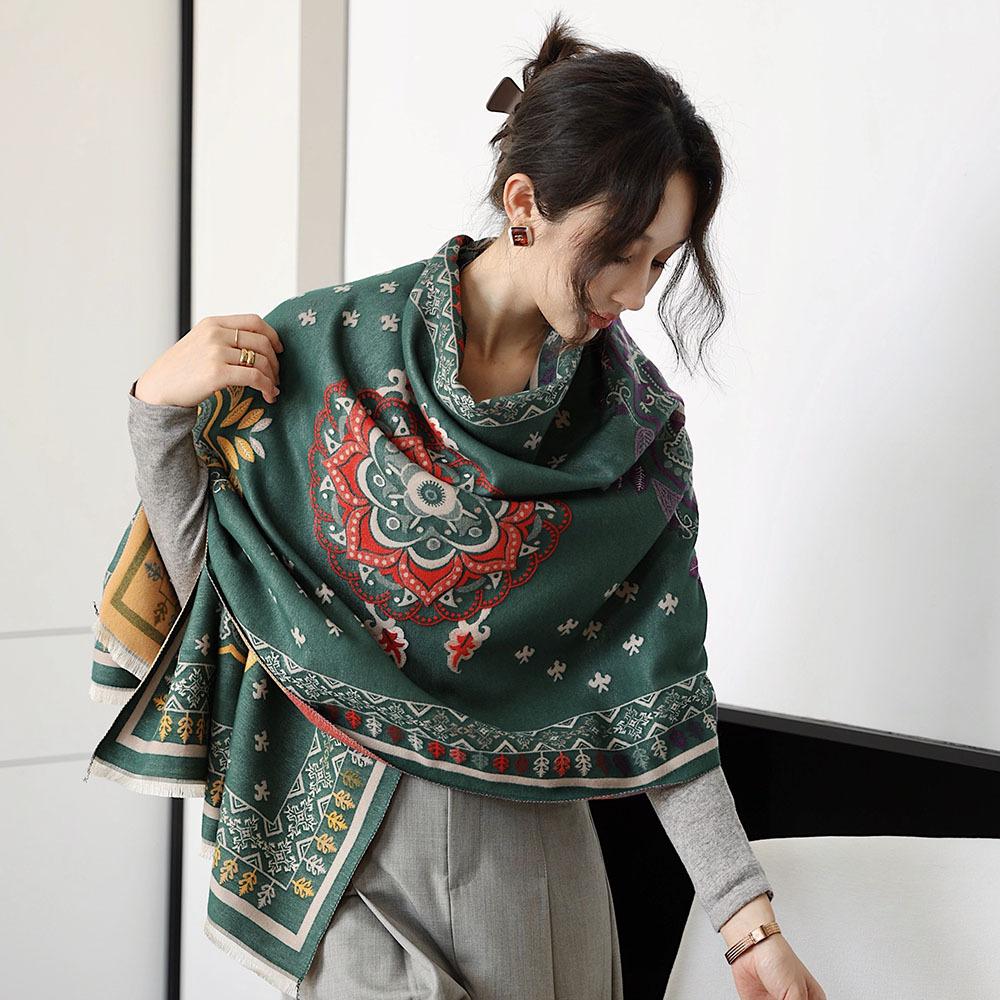 Double Sided Scarf For Women, Autumn And Winter Long Style, Suitable For Both Wearing And Wearing Cloaks, With A Thick Imitation Cashmere Shawl