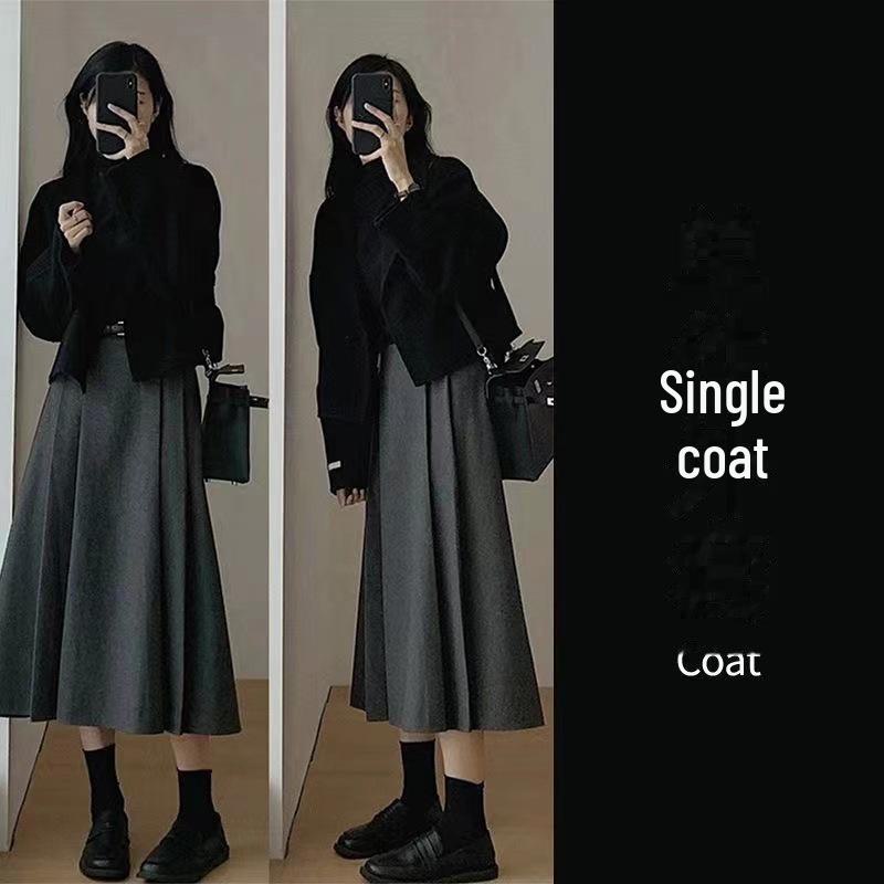 

Женский костюм осень 2024 года из короткого пальто с длинными рукавами во французском стиле и узкой юбки миди M