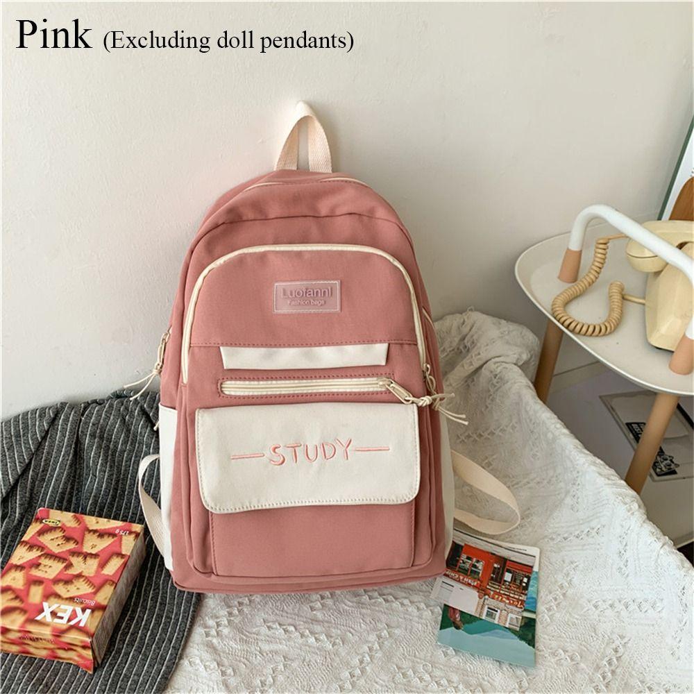Pure Colour Large Capacity Backpack Nylon Rucksack Bags Fashion Student School Bag  Women Men