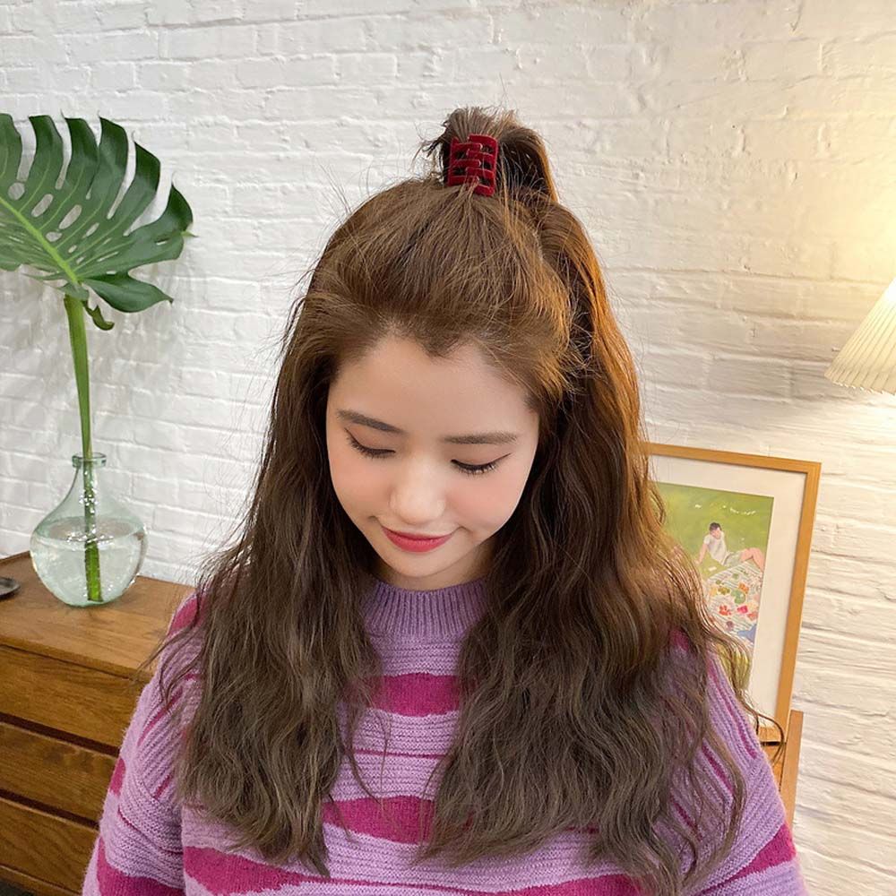 

Headwear Hair Clips Red Hairpins Ponytail Hair Clip Flocking Hair Claws Korean Style Hair Claw
