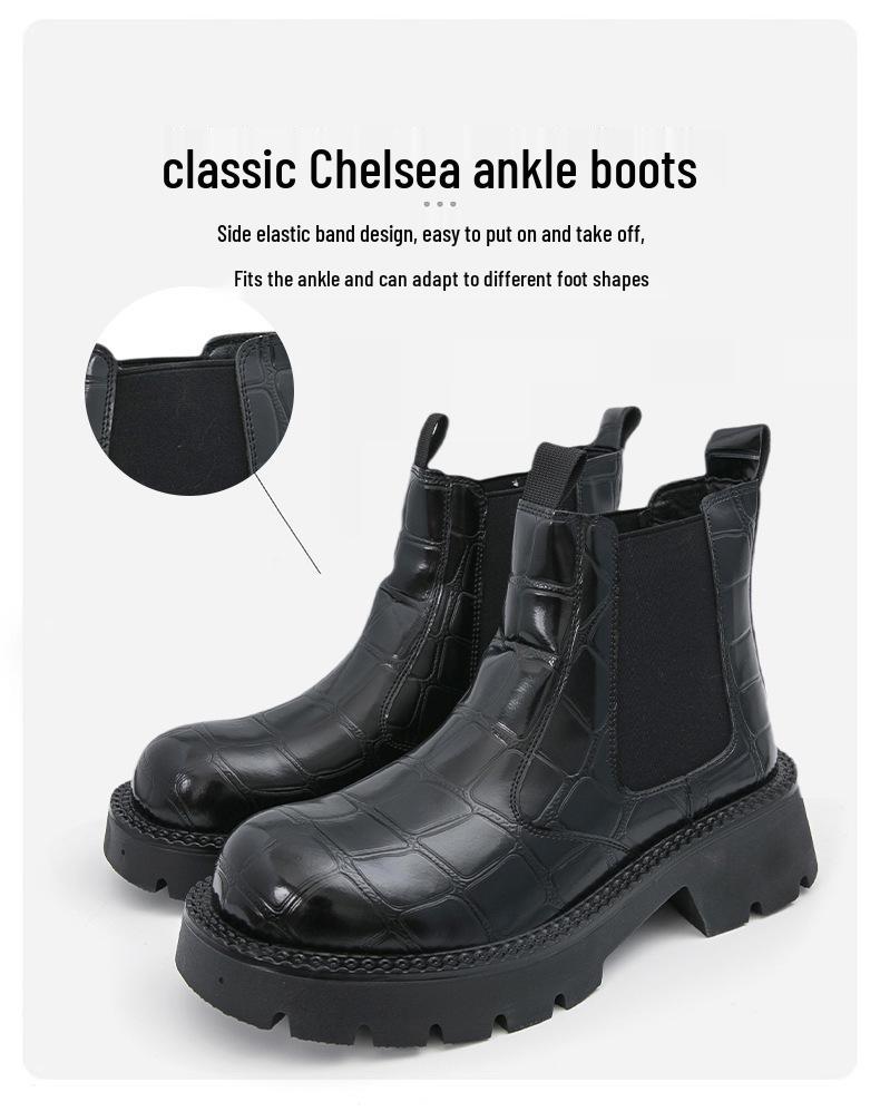 Men's High-Top British-Style Motorcycle Leather Boots, Autumn/Winter 2025, Plus Size Available